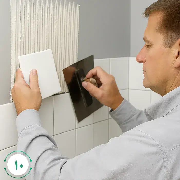 نصب کاشی یا سرامیک با استفاده از چسب کاشی استاندارد